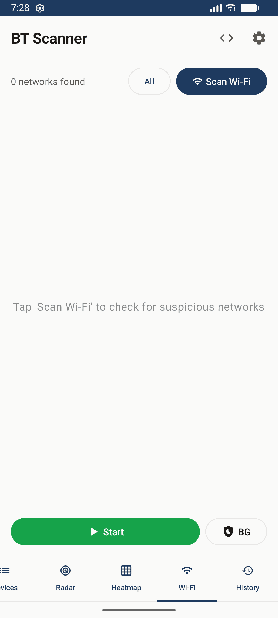 Écran Wi‑Fi de BT Scanner