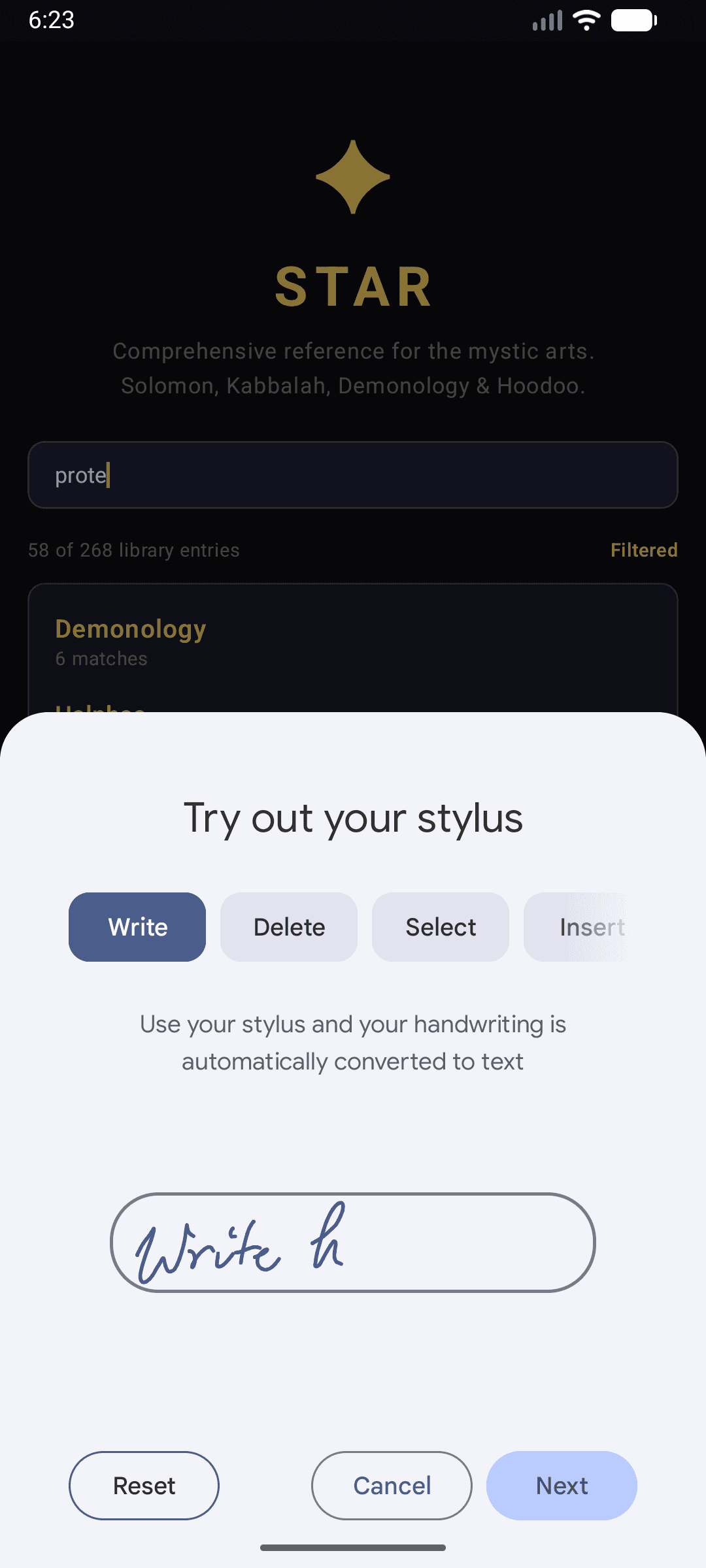 Star app home screen