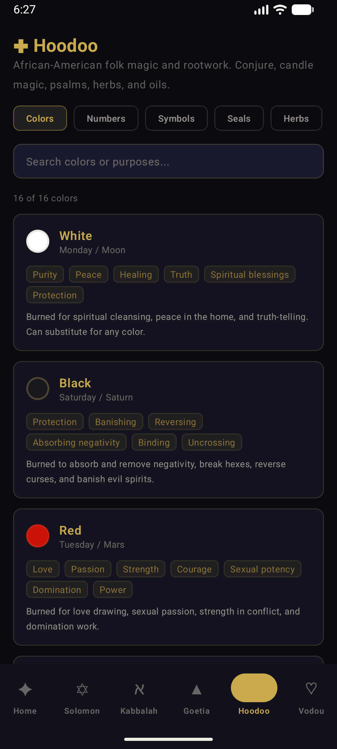Star app Hoodoo content screen