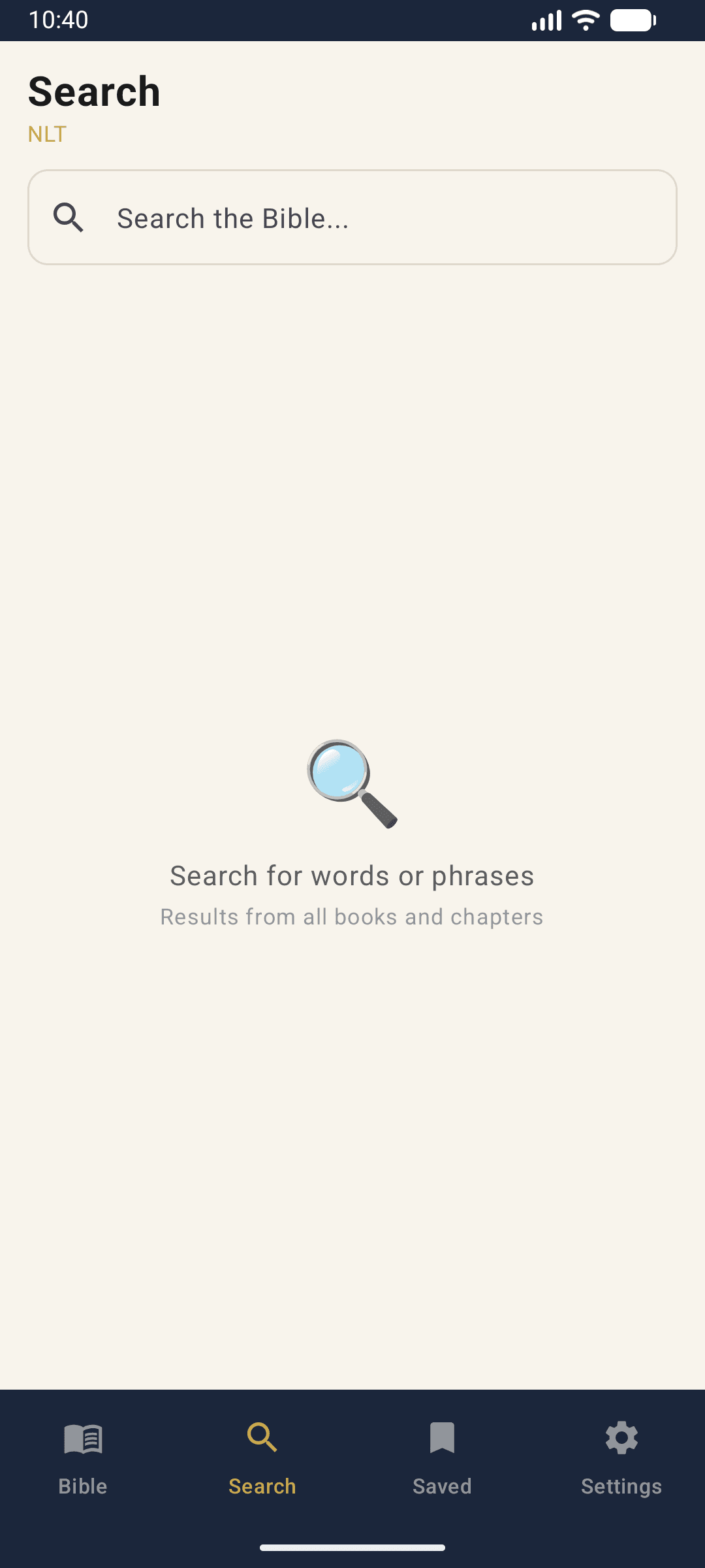 Bible App search screen